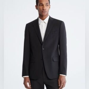 Martino Mens Slim Fit Solid Black 3 Button Wool Blazer Sport coat Suit 42R